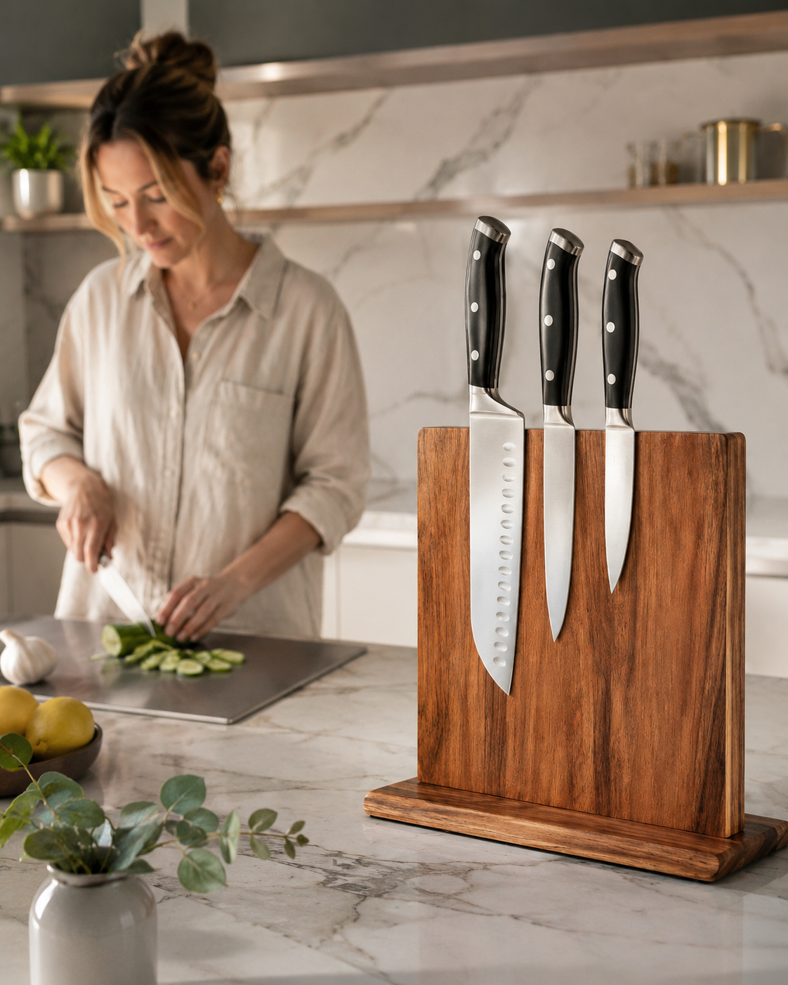 Acacia Magnetic Knife Block