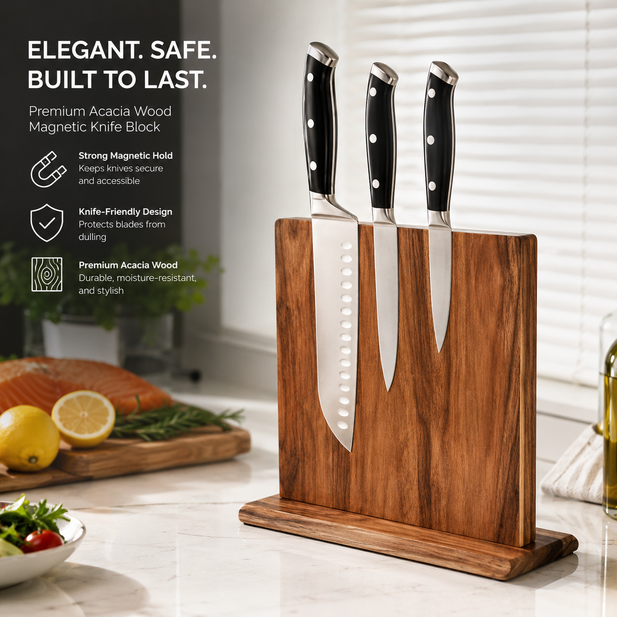 Acacia Magnetic Knife Block